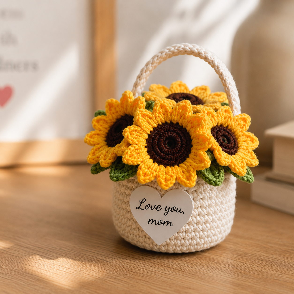 Handmade Crochet Flower Basket – Love You Mom Floral Gift