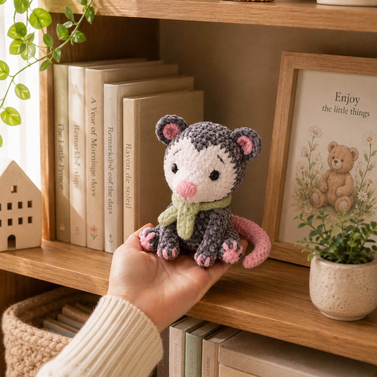 Handmade Crochet Otter Plush with Scarf – Cute Nursery Decor Gift