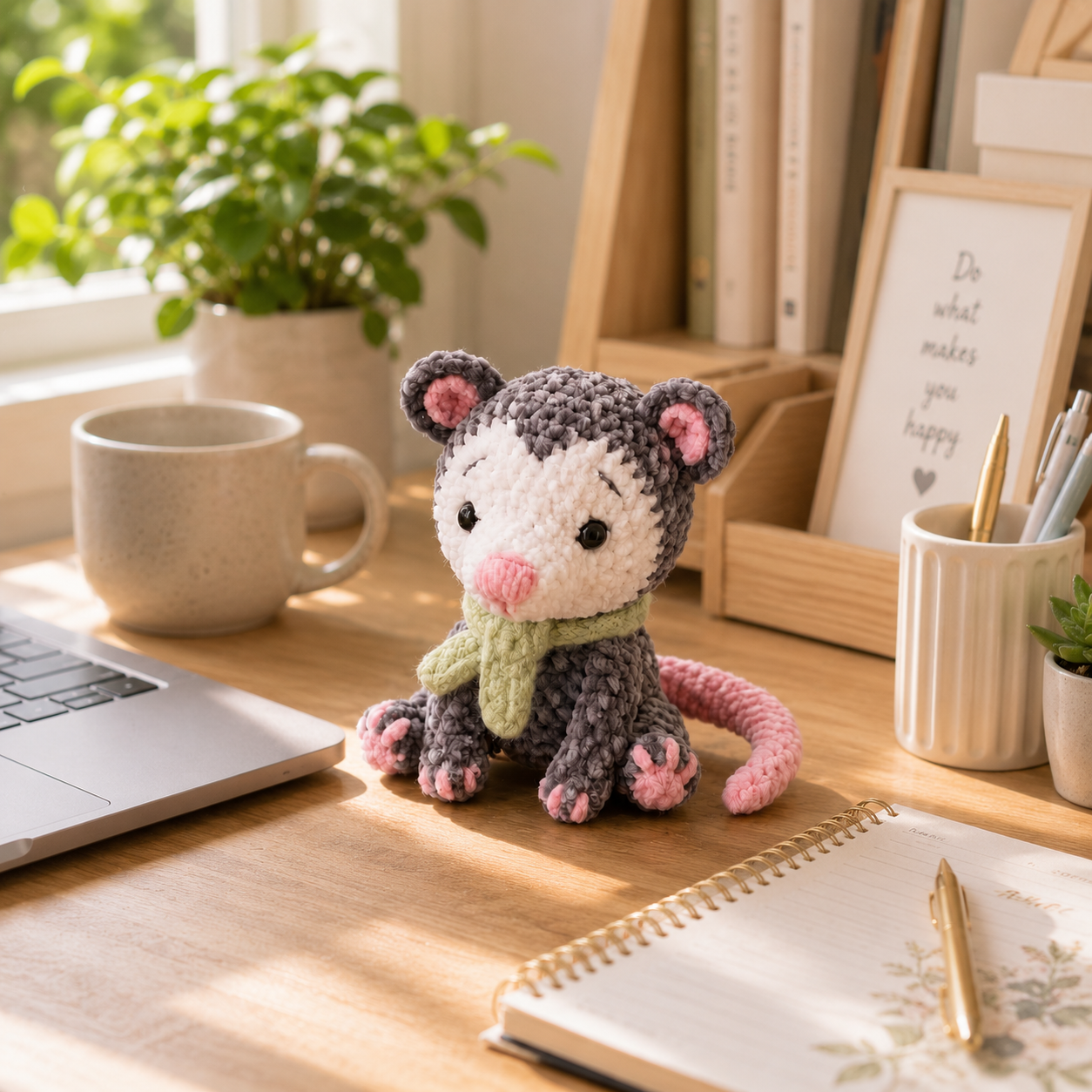 Handmade Crochet Otter Plush with Scarf – Cute Nursery Decor Gift