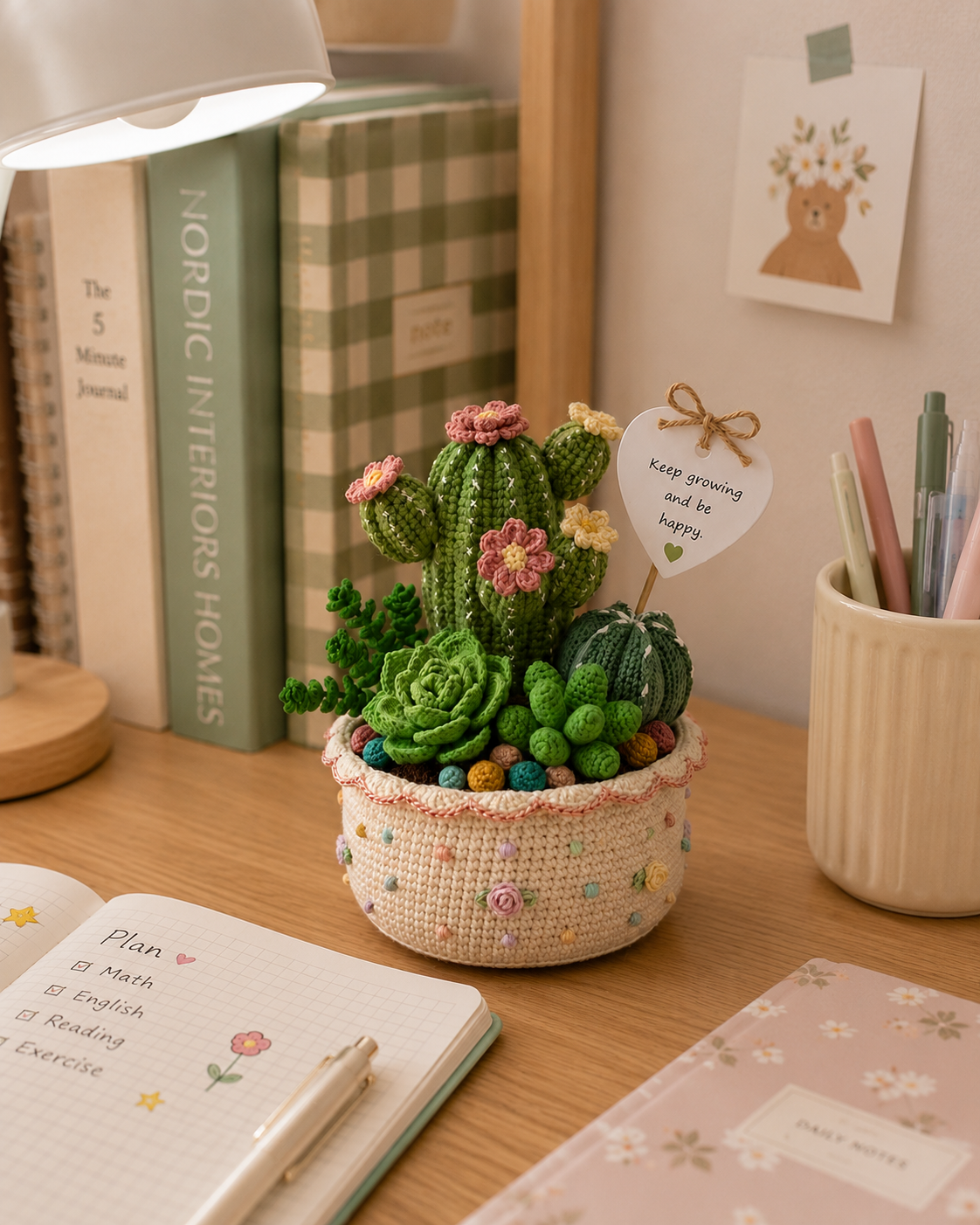 Handmade Crochet Cactus & Succulent Pot – Positive Desk Decor