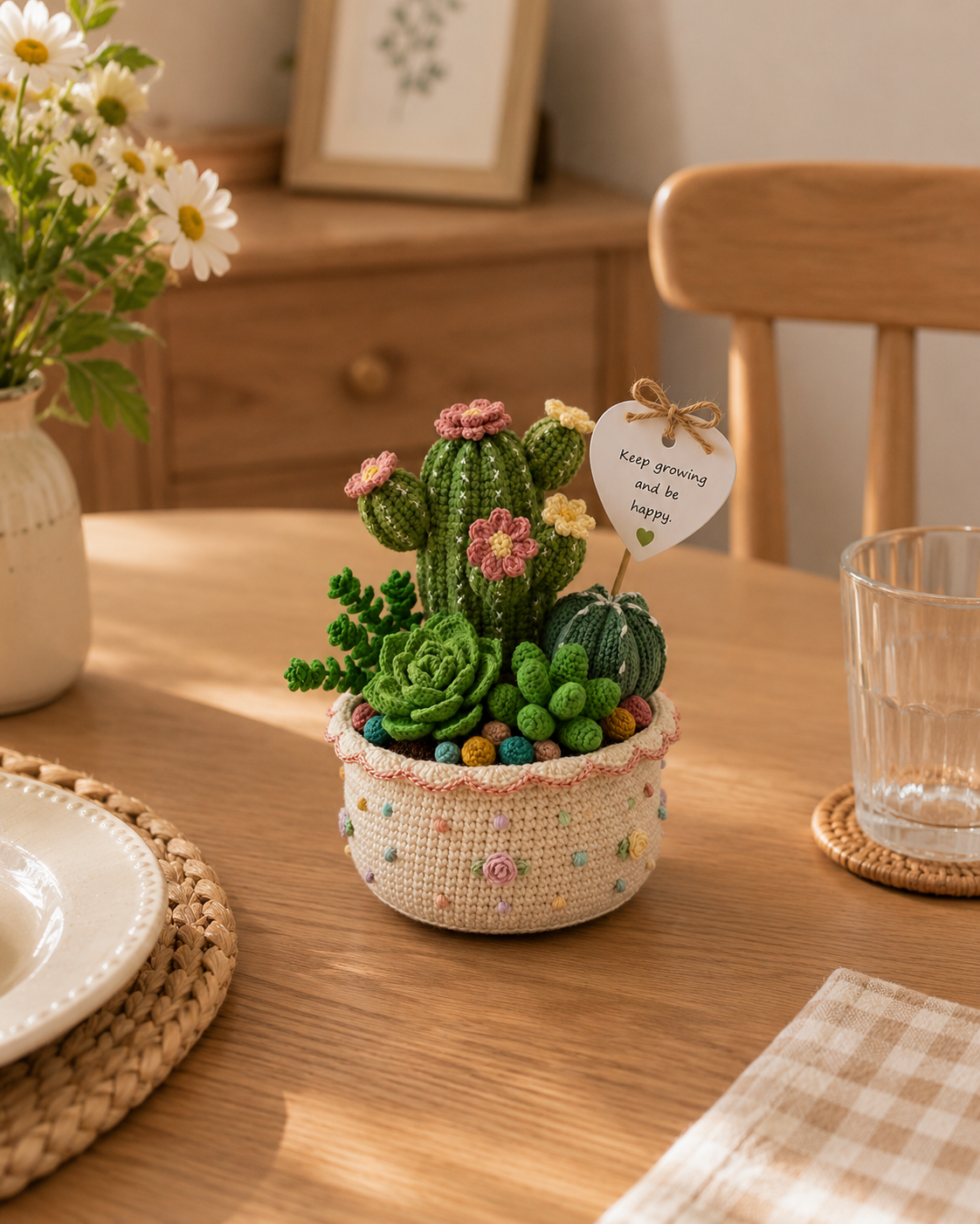 Handmade Crochet Cactus & Succulent Pot – Positive Desk Decor