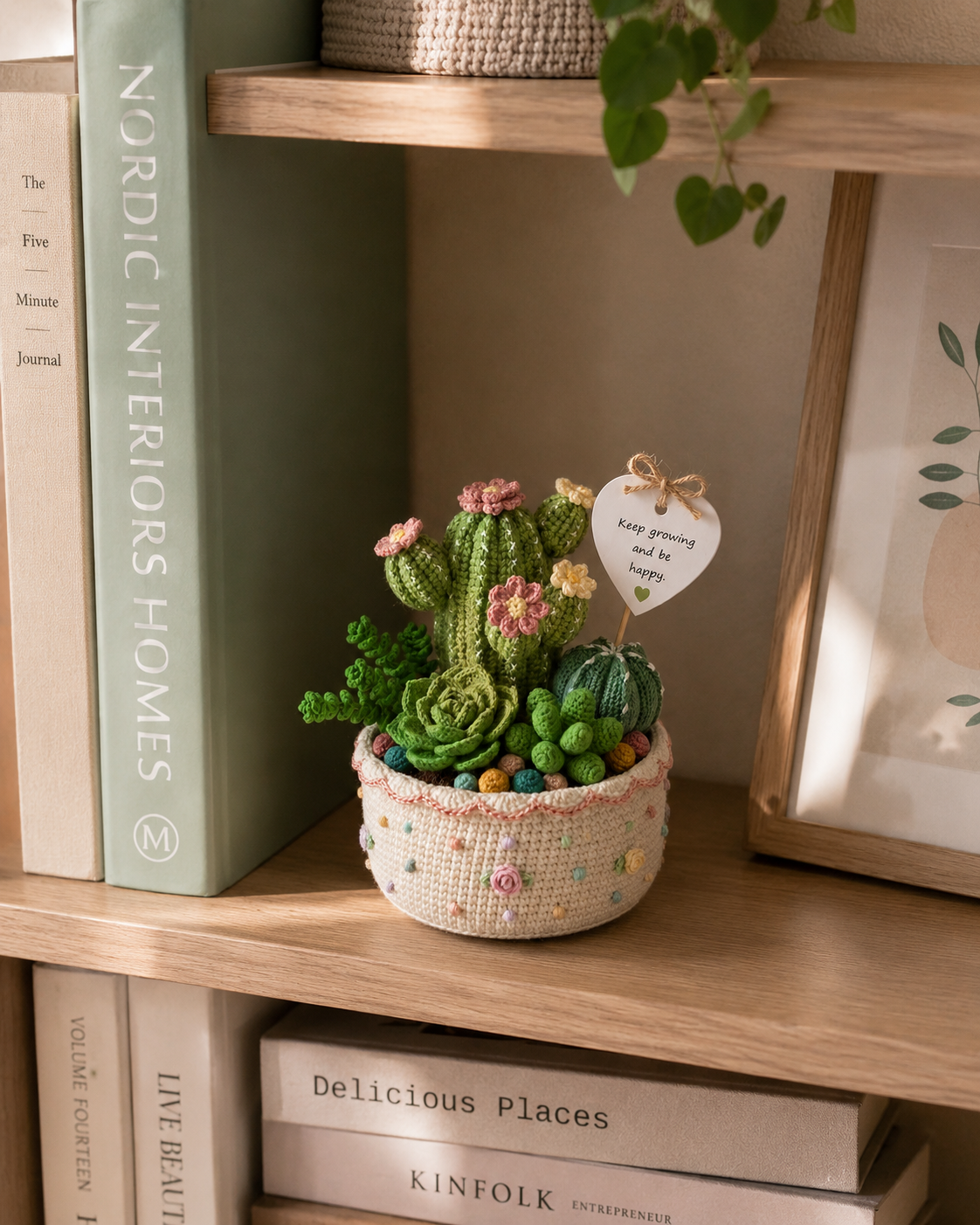 Handmade Crochet Cactus & Succulent Pot – Positive Desk Decor