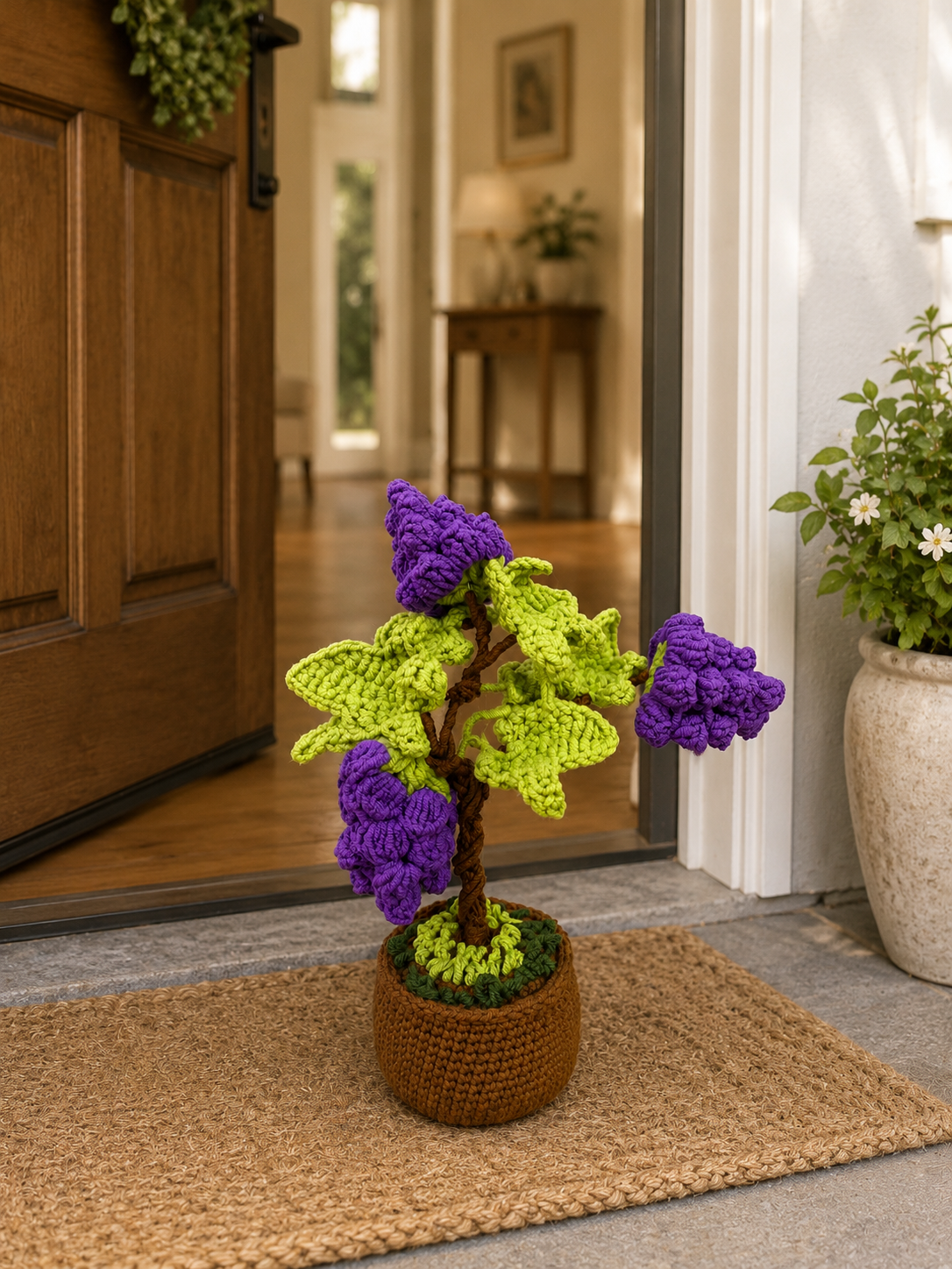 Handmade Crochet Fruit Vine Bonsai Tree – Whimsical Desk Decor