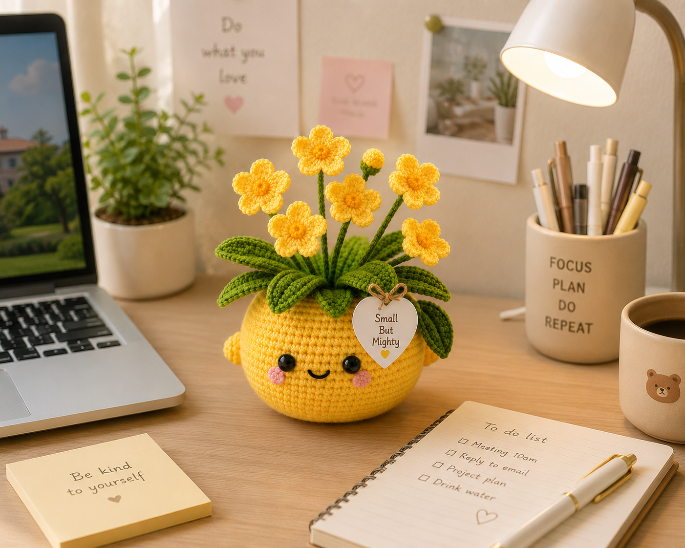 Handmade Crochet Lemon Flower Pot – Small But Mighty Desk Decor