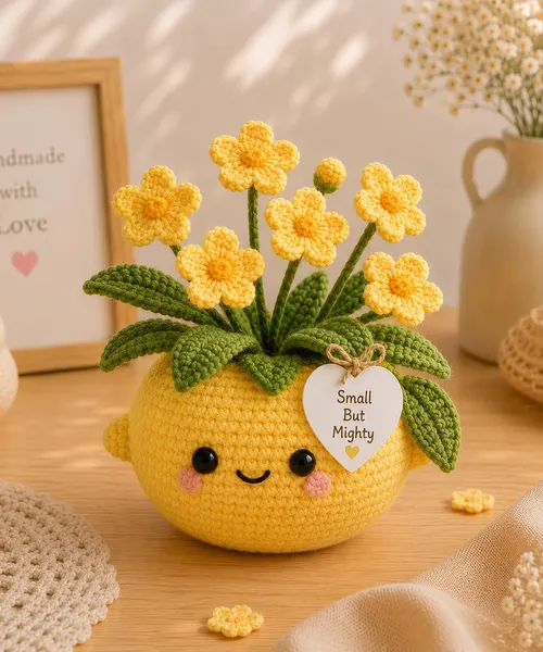 Handmade Crochet Lemon Flower Pot – Small But Mighty Desk Decor