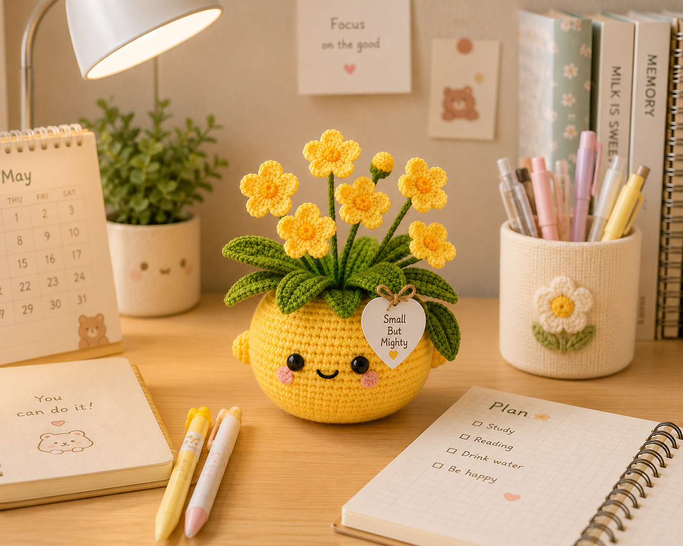 Handmade Crochet Lemon Flower Pot – Small But Mighty Desk Decor