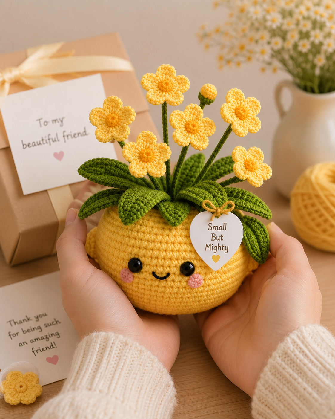 Handmade Crochet Lemon Flower Pot – Small But Mighty Desk Decor