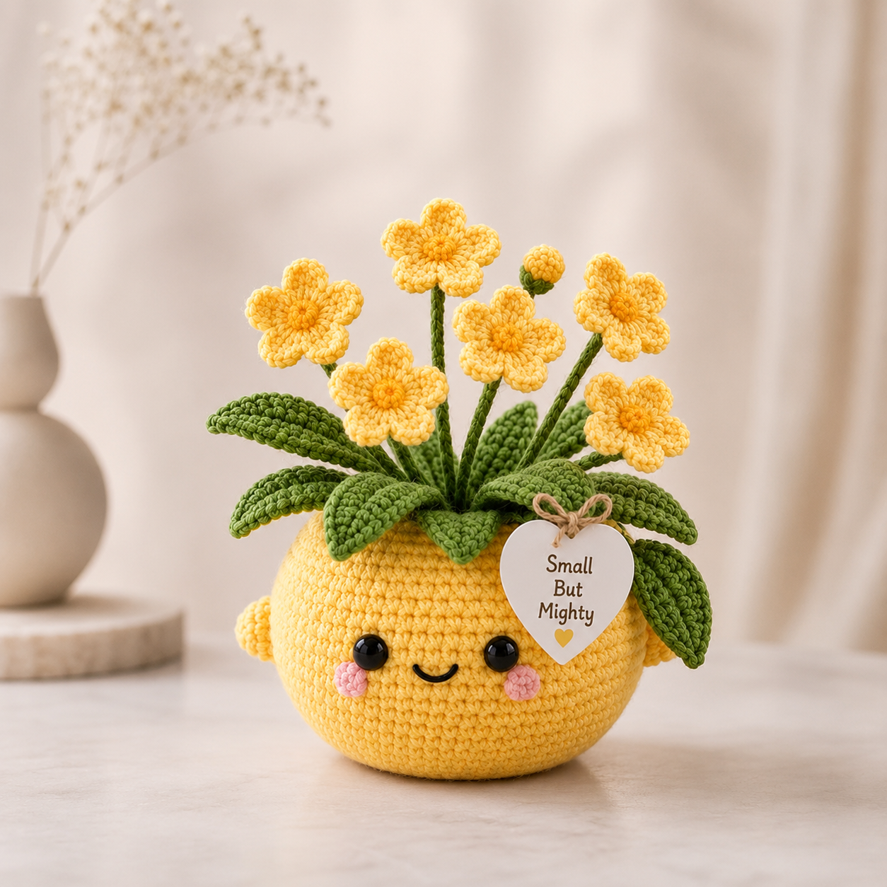 Handmade Crochet Lemon Flower Pot – Small But Mighty Desk Decor