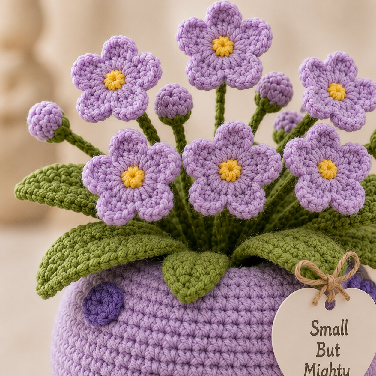 Handmade Crochet Purple Flower Pot – Small But Mighty Desk Decor