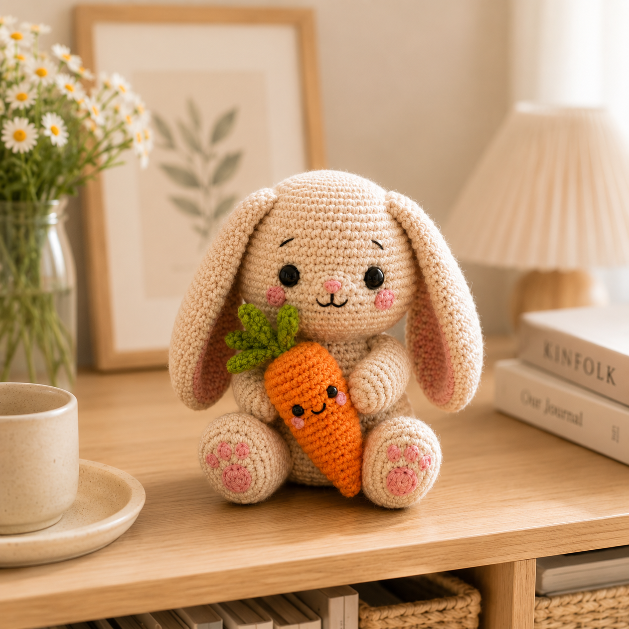 Handmade Crochet Bunny with Carrot – Cute Easter Amigurumi Plush