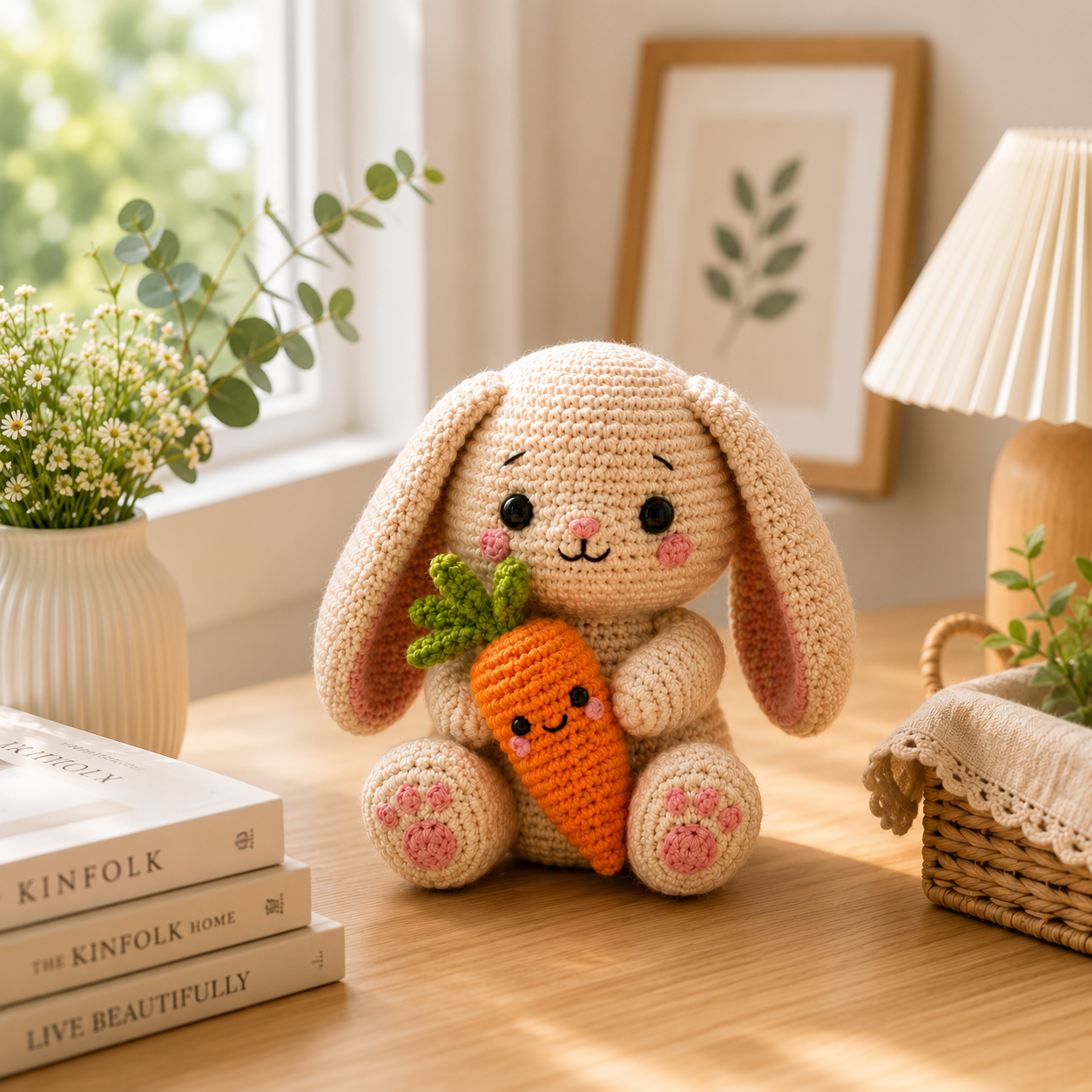 Handmade Crochet Bunny with Carrot – Cute Easter Amigurumi Plush