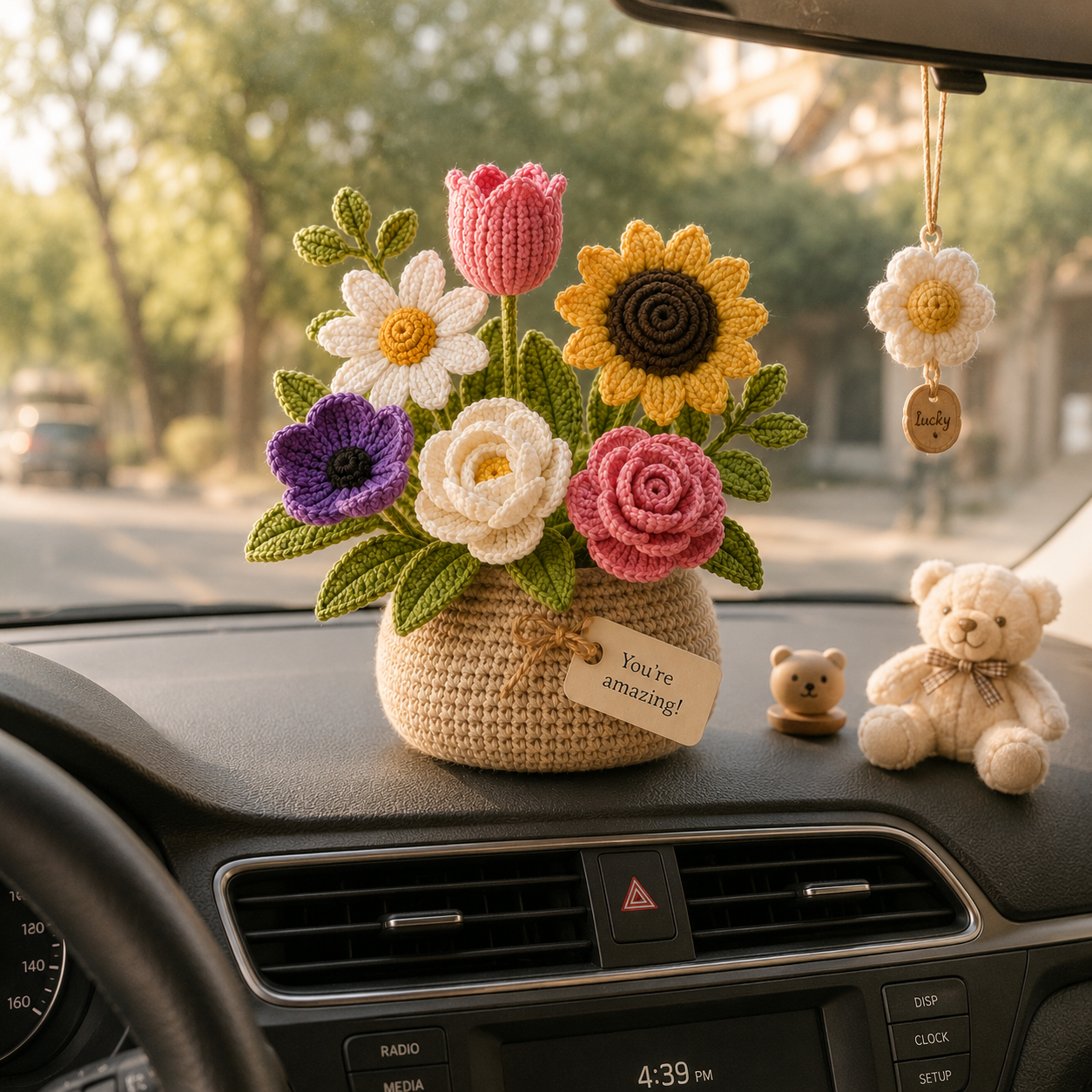 Handmade Crochet Flower Basket – Daisy & Lavender Decor