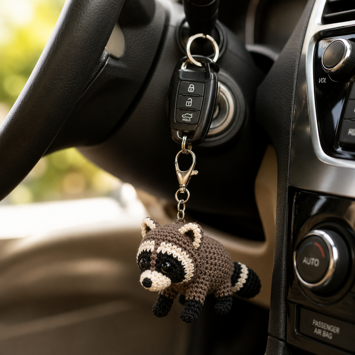 Cute Crochet Raccoon Keychain - Handmade Amigurumi Bag Charm & Accessory
