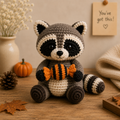 Cute Crochet Raccoon with Candy Plush - Handmade Amigurumi Stuffed Animal Toy