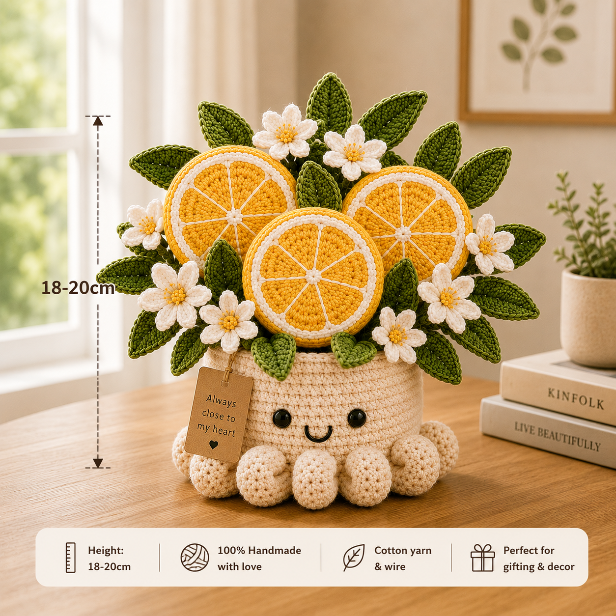 Handmade Crochet Orange Slices Pot - Cute Gift & Home Decor