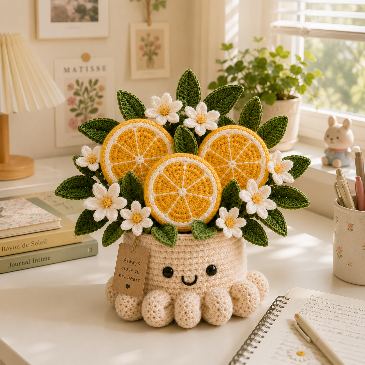 Handmade Crochet Orange Slices Pot - Cute Gift & Home Decor