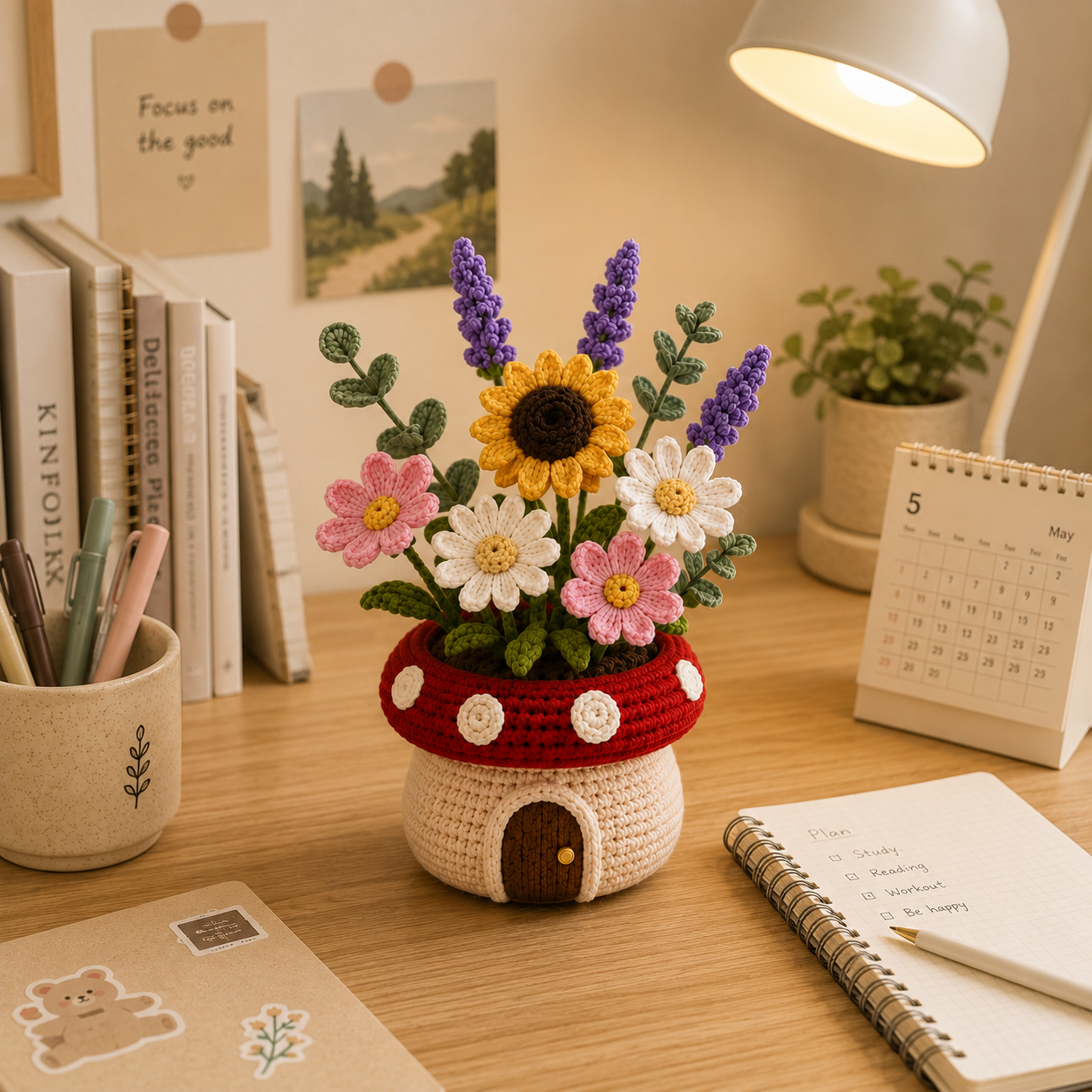 Handmade Crochet Mushroom Flower Pot - Unique Knotted Decor