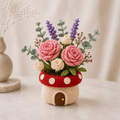 Handmade Crochet Rose Mushroom Pot - Floral Deco