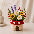 Handmade Crochet Sunflower & Daisy Mushroom Pot