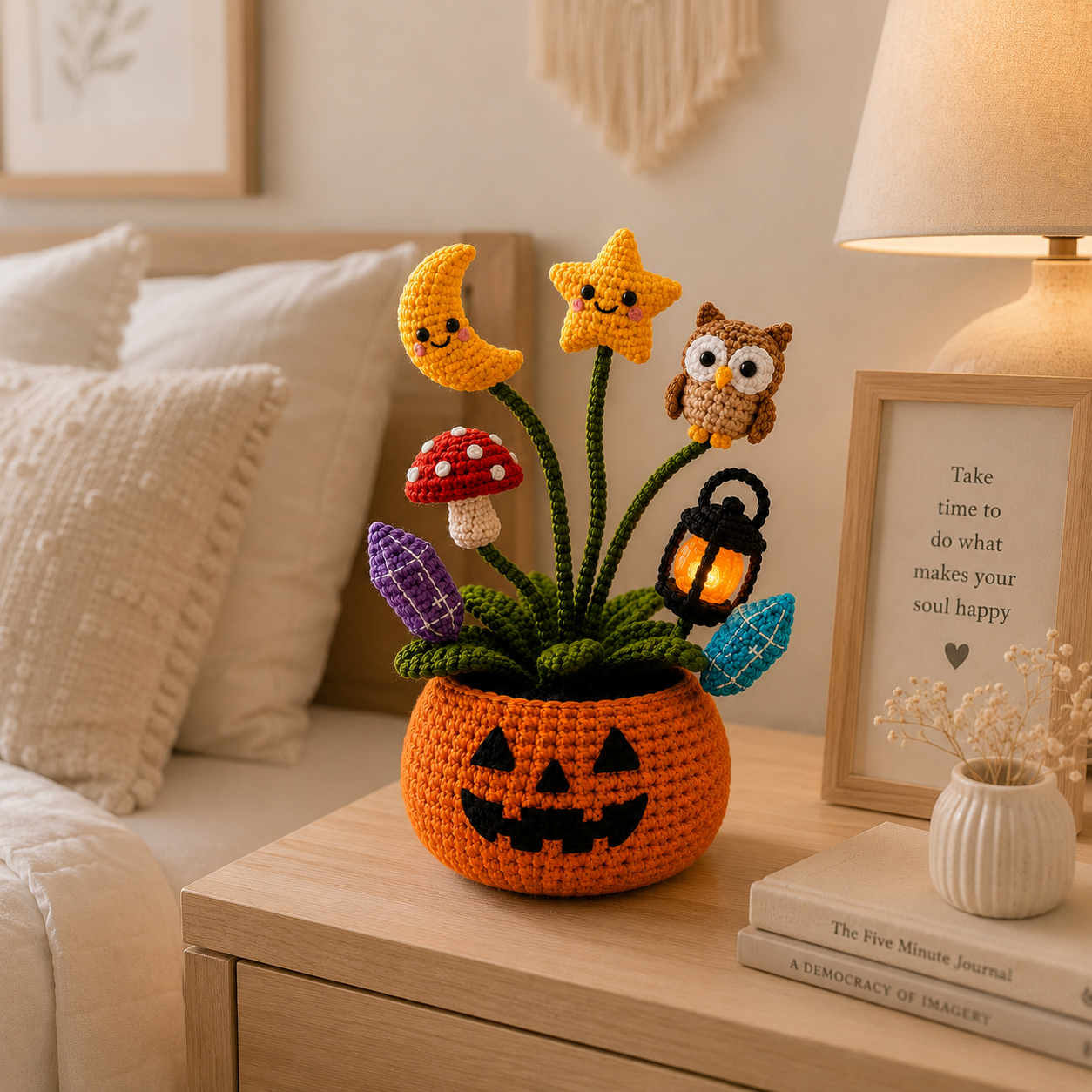 Handmade Crochet Magic Potion Halloween Pumpkin Pot
