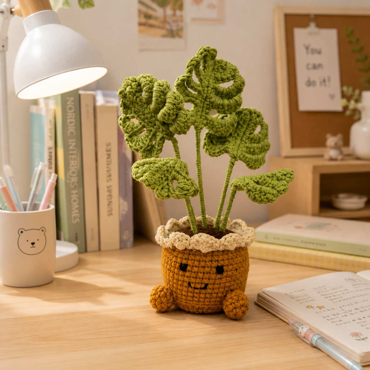 Handmade Crochet Monstera Plant in Cute Pot | Amigurumi Desk Decor