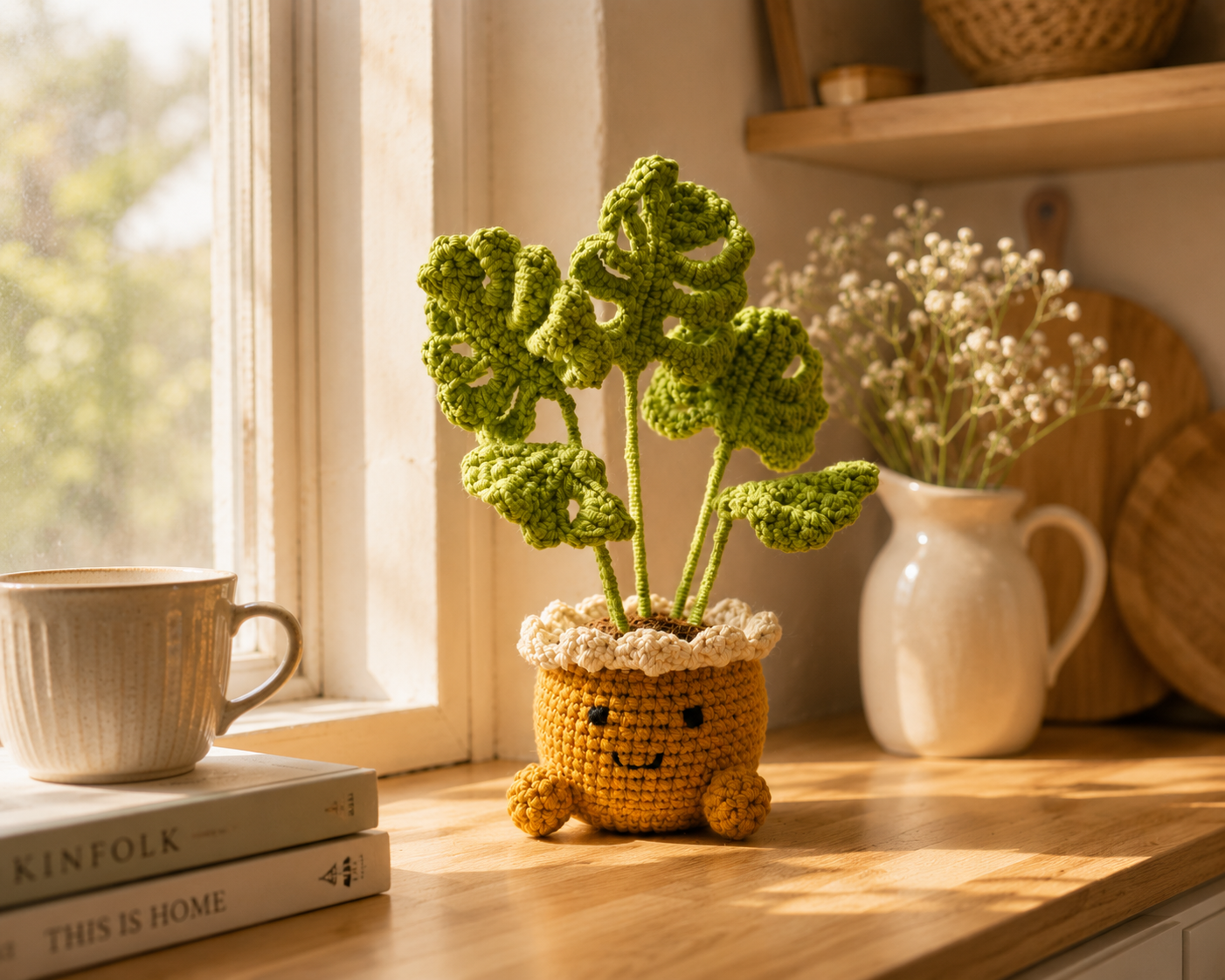 Handmade Crochet Monstera Plant in Cute Pot | Amigurumi Desk Decor