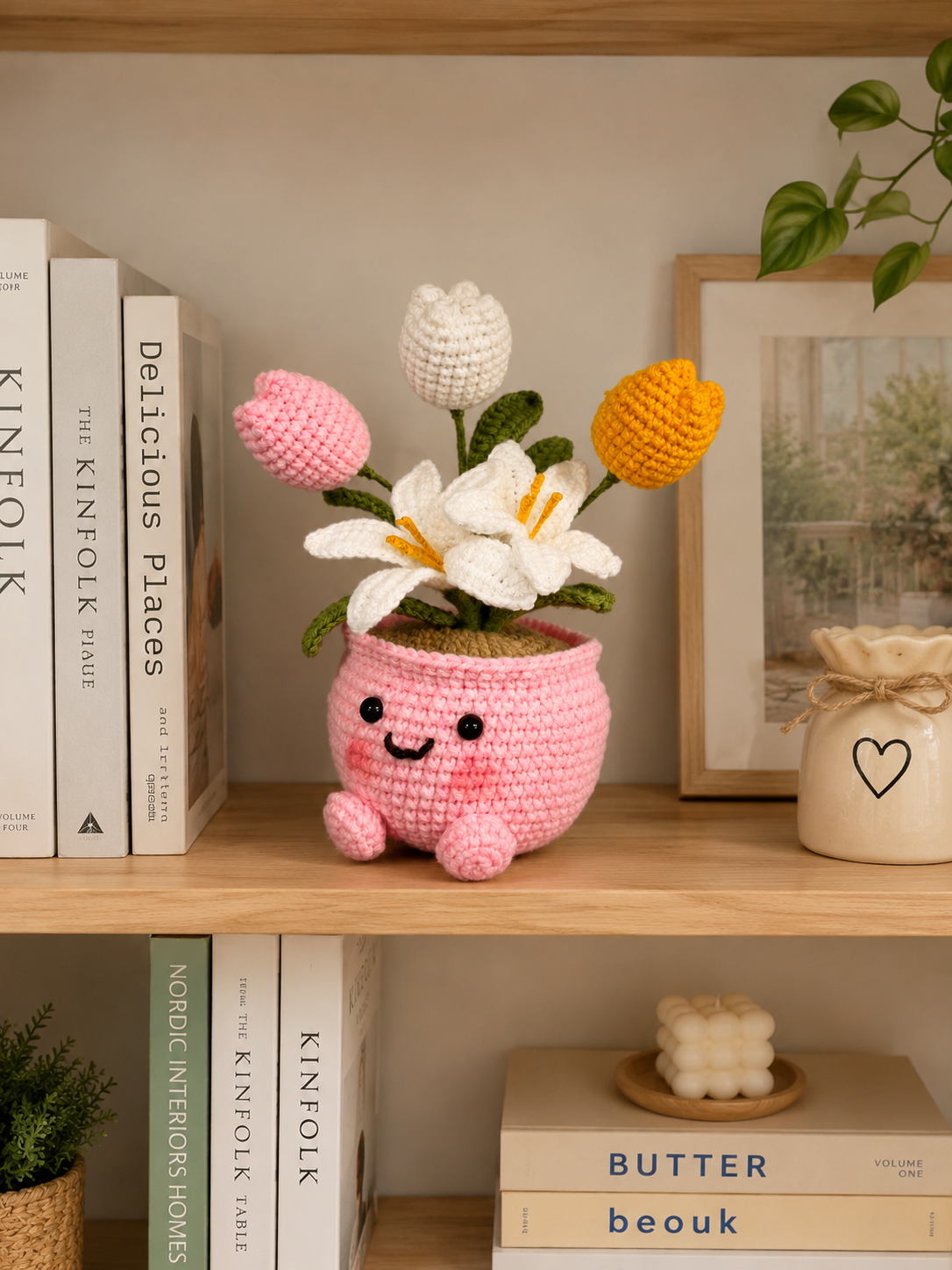 Handmade Crochet Lily & Tulip Flower Pot | Cute Amigurumi Floral Arrangement