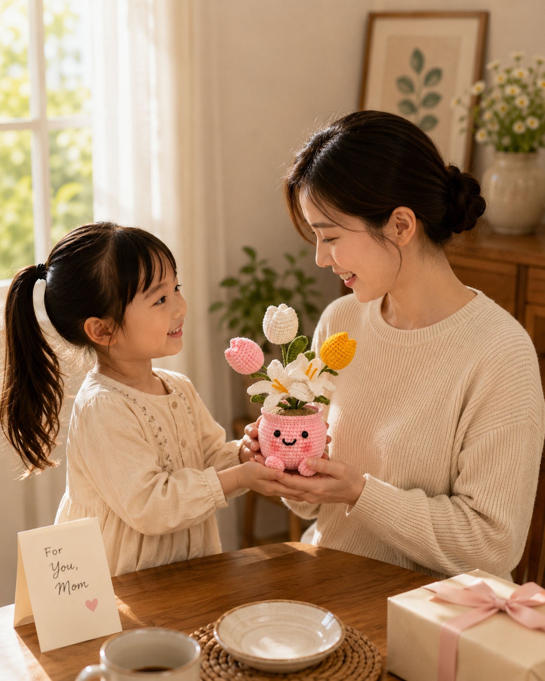 Handmade Crochet Lily & Tulip Flower Pot | Cute Amigurumi Floral Arrangement