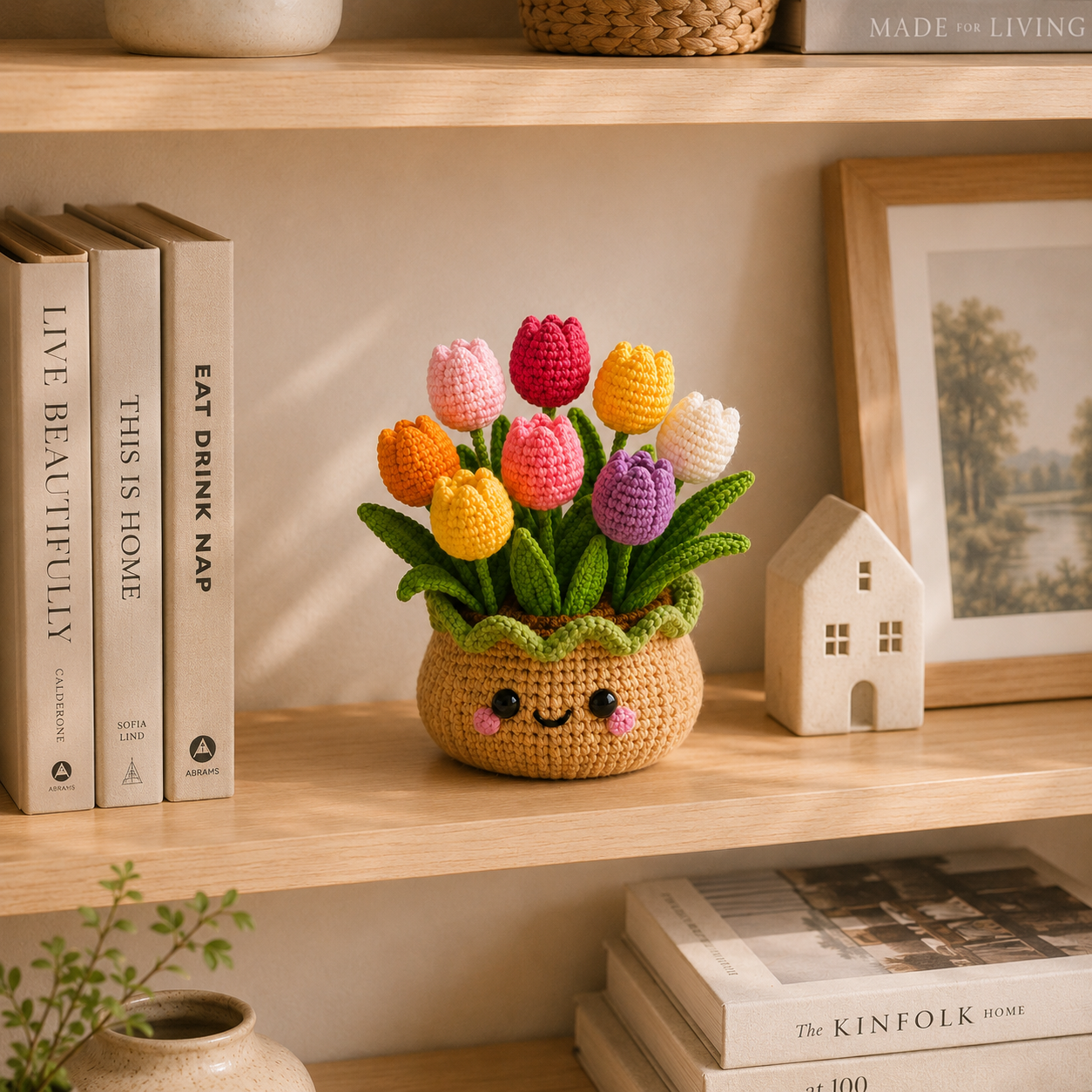Handmade Crochet Tulip Bouquet Pot | Colorful Forever Flowers