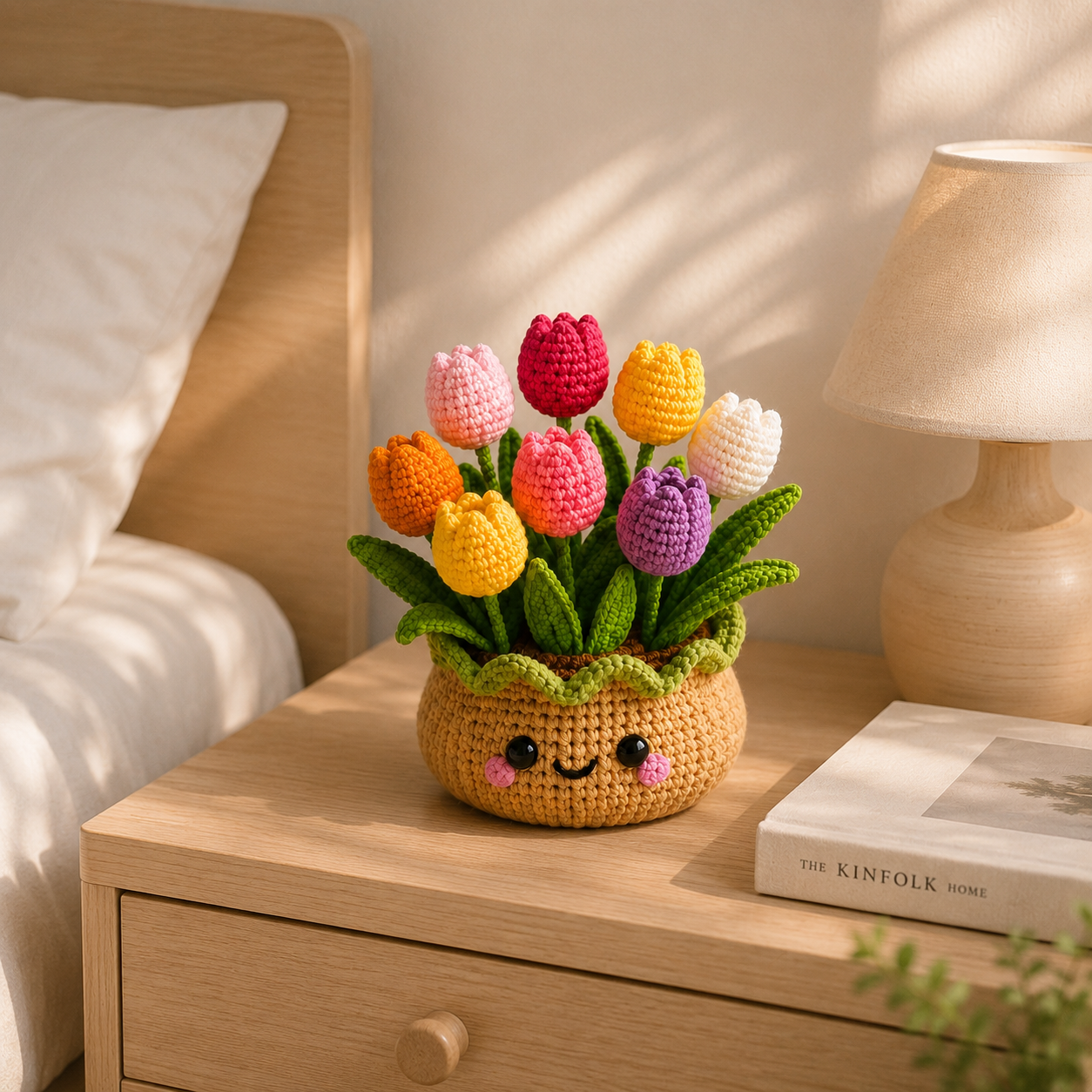Handmade Crochet Tulip Bouquet Pot | Colorful Forever Flowers