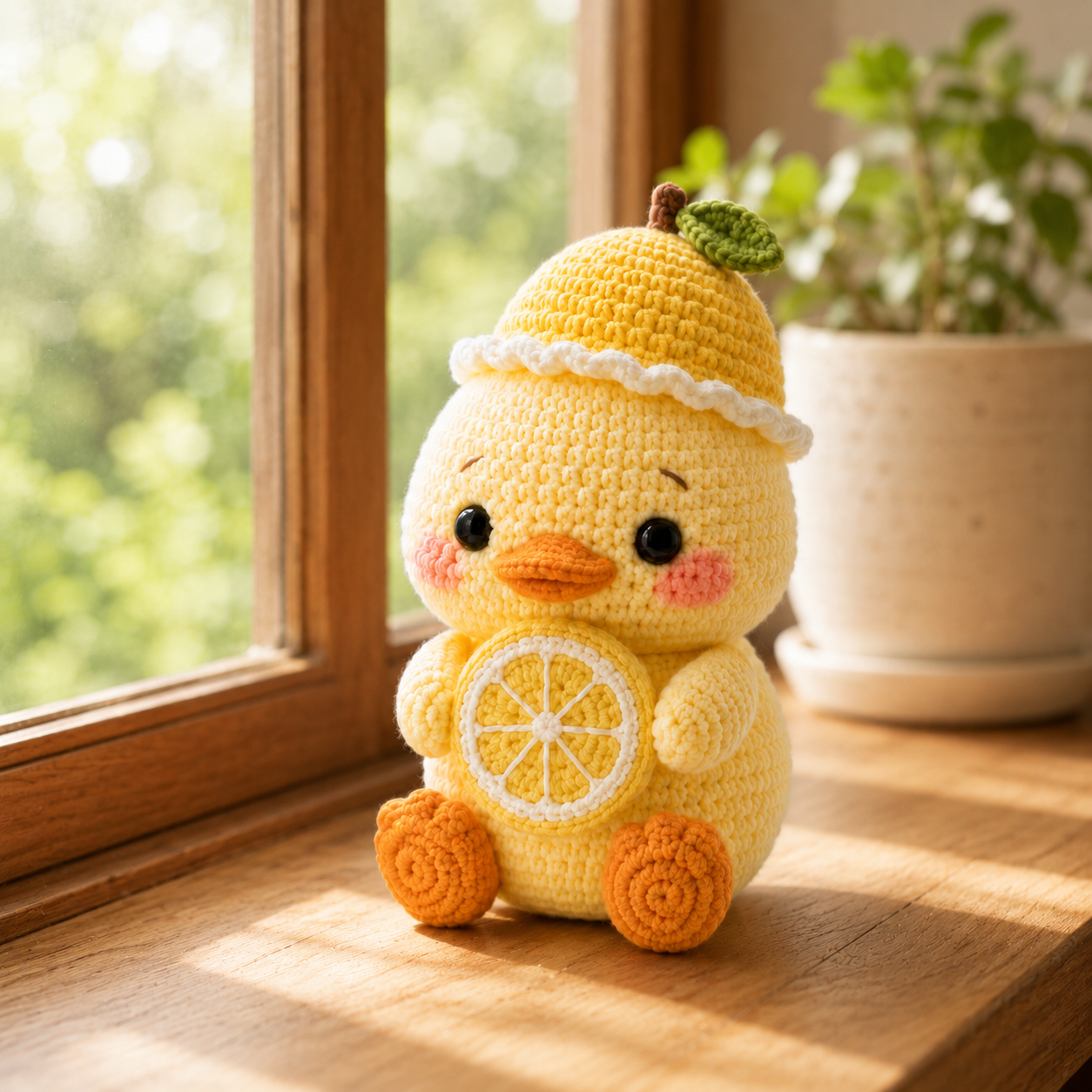 Handmade Crochet Lemon Duck – Cute Amigurumi Plush Desk Decor & Gift