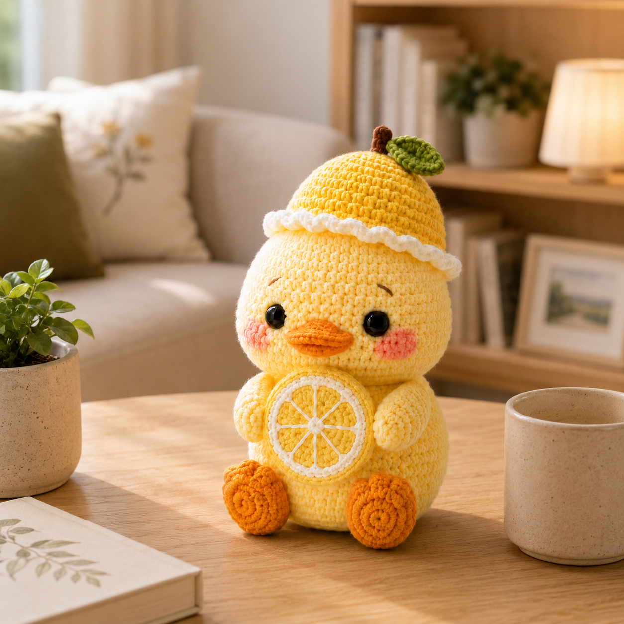 Handmade Crochet Lemon Duck – Cute Amigurumi Plush Desk Decor & Gift