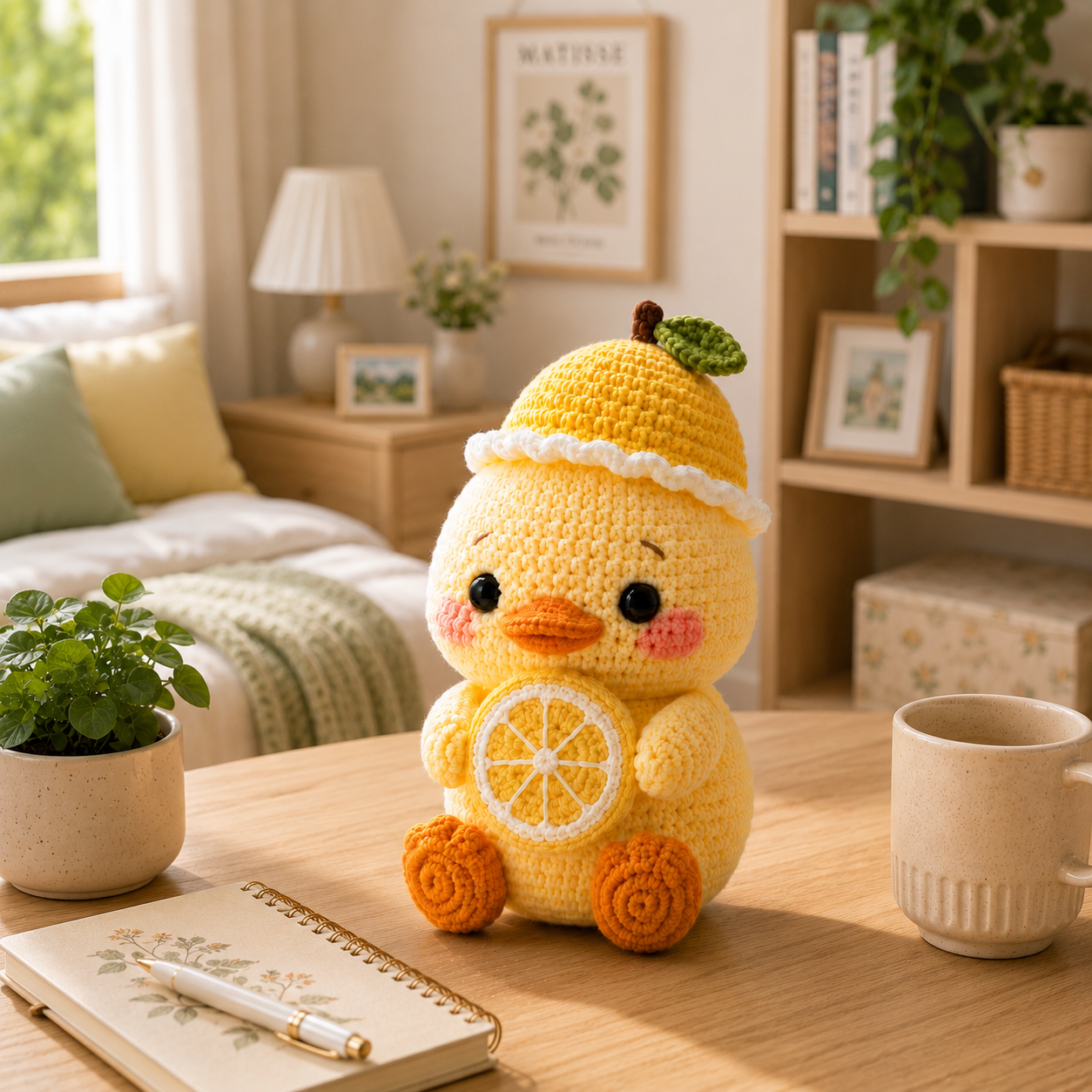 Handmade Crochet Lemon Duck – Cute Amigurumi Plush Desk Decor & Gift
