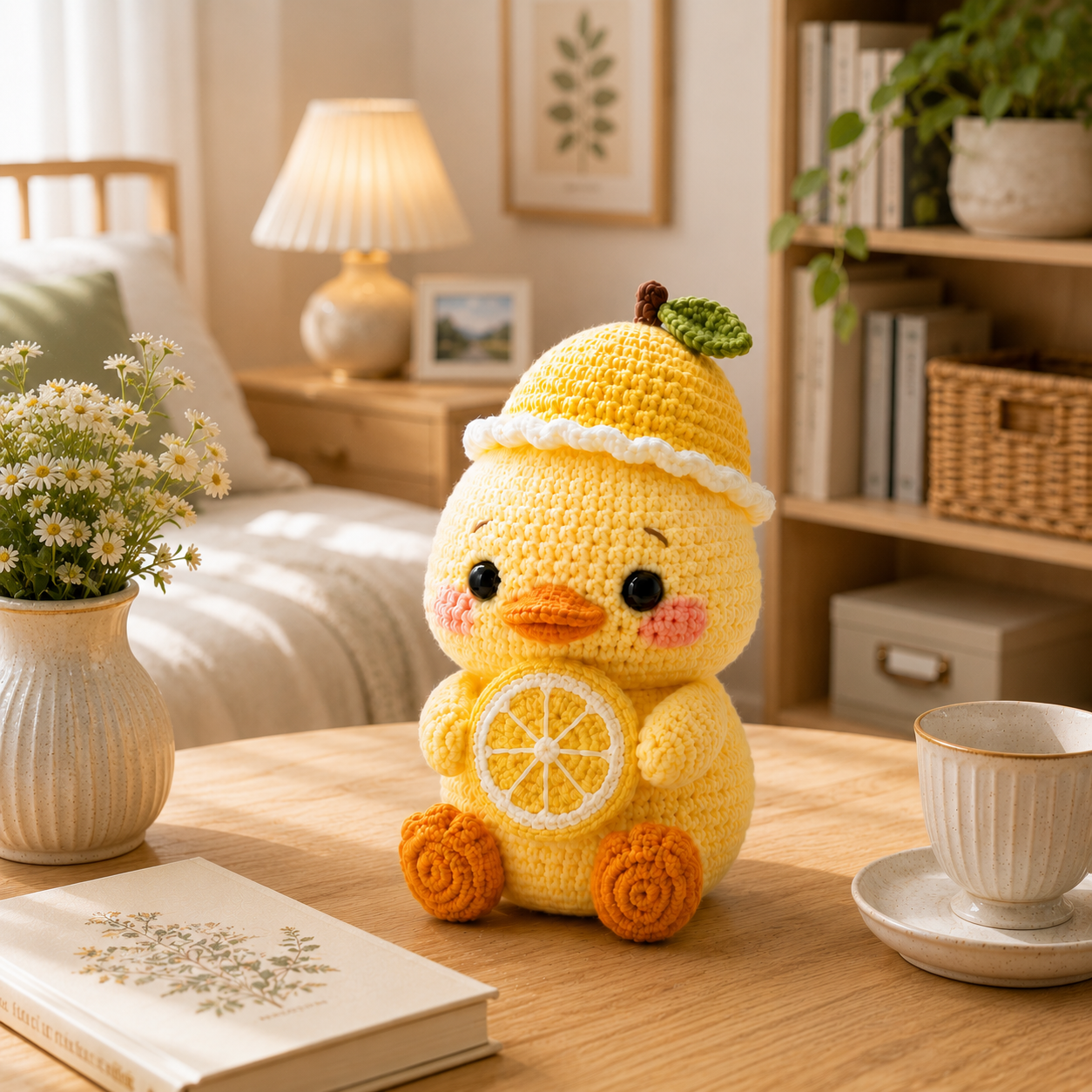 Handmade Crochet Lemon Duck – Cute Amigurumi Plush Desk Decor & Gift