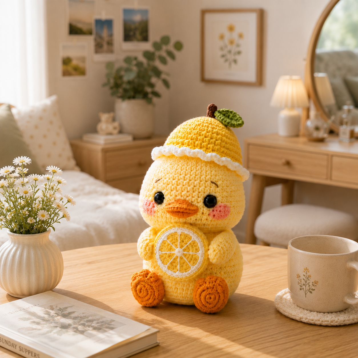 Handmade Crochet Lemon Duck – Cute Amigurumi Plush Desk Decor & Gift