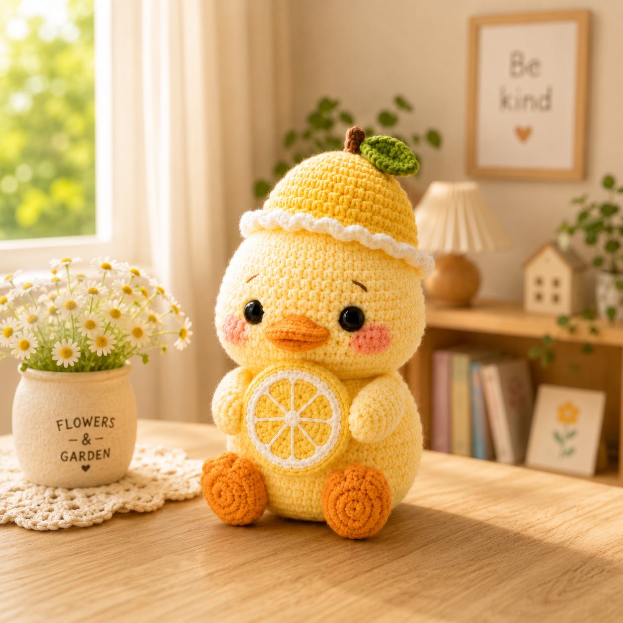 Handmade Crochet Lemon Duck – Cute Amigurumi Plush Desk Decor & Gift