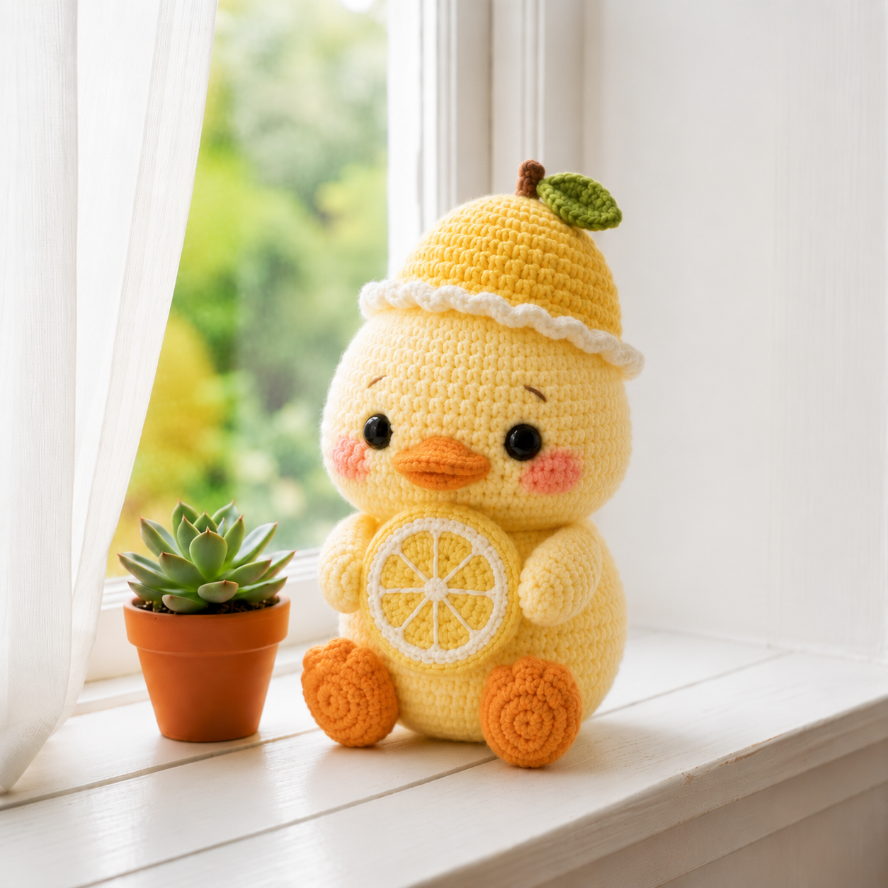 Handmade Crochet Lemon Duck – Cute Amigurumi Plush Desk Decor & Gift