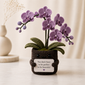 Handmade Crochet Purple Orchid Flower Pot – Amigurumi Orchid Desk Decor & Gift