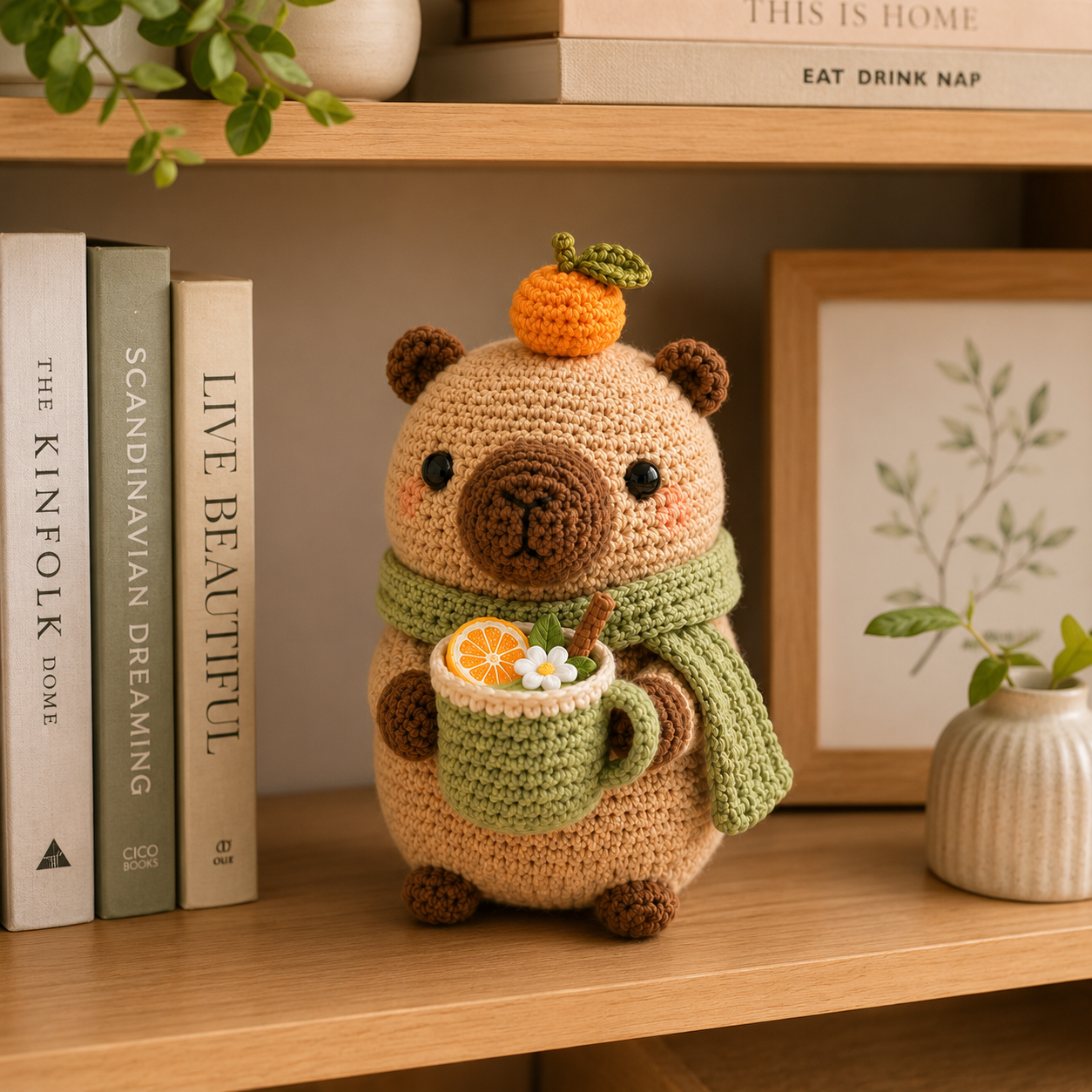 Handmade Crochet Bear with Tea Cup – Cute Amigurumi Plush Desk Decor & Gift