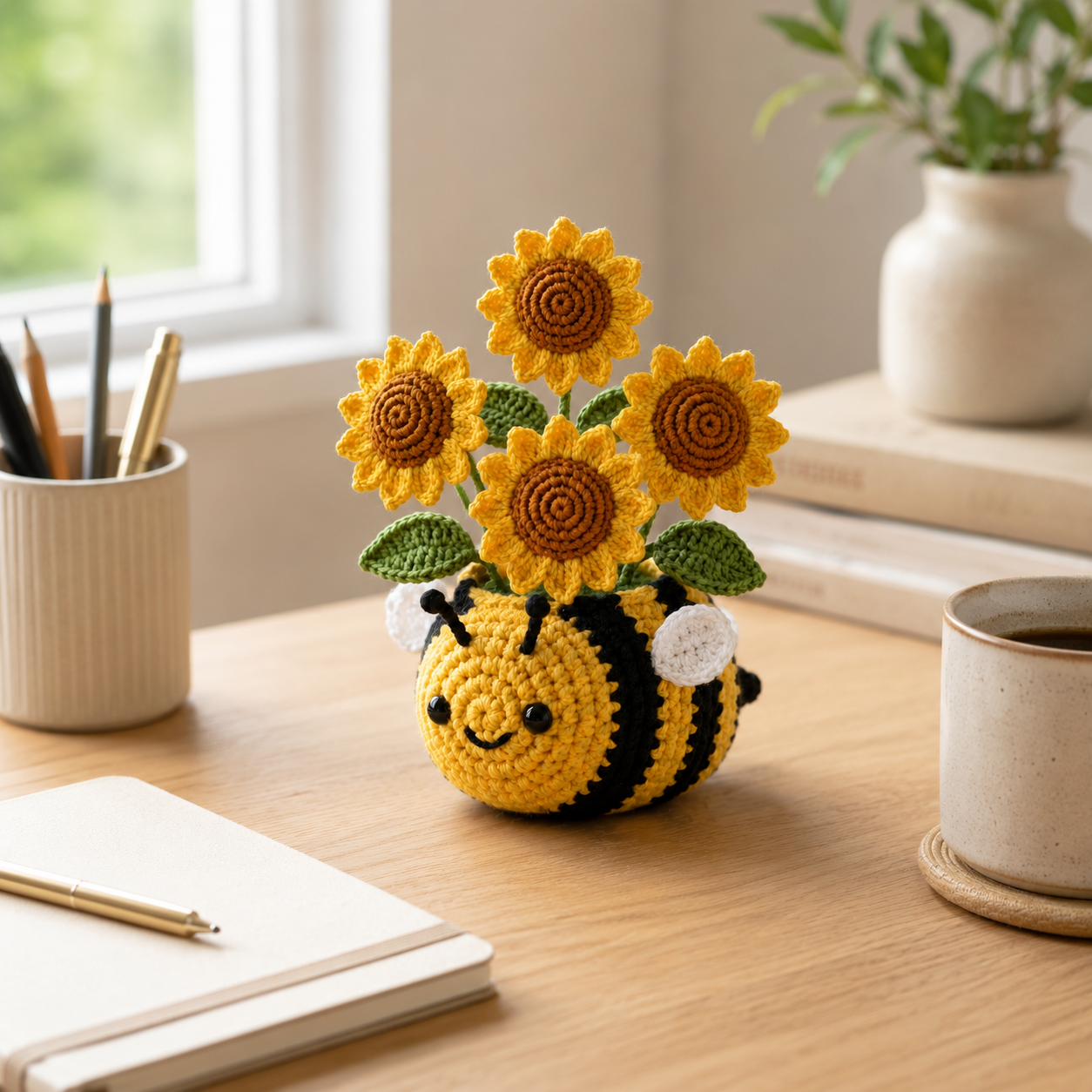 Crochet Animal Flower Pots – Handmade Desk Decor Collection