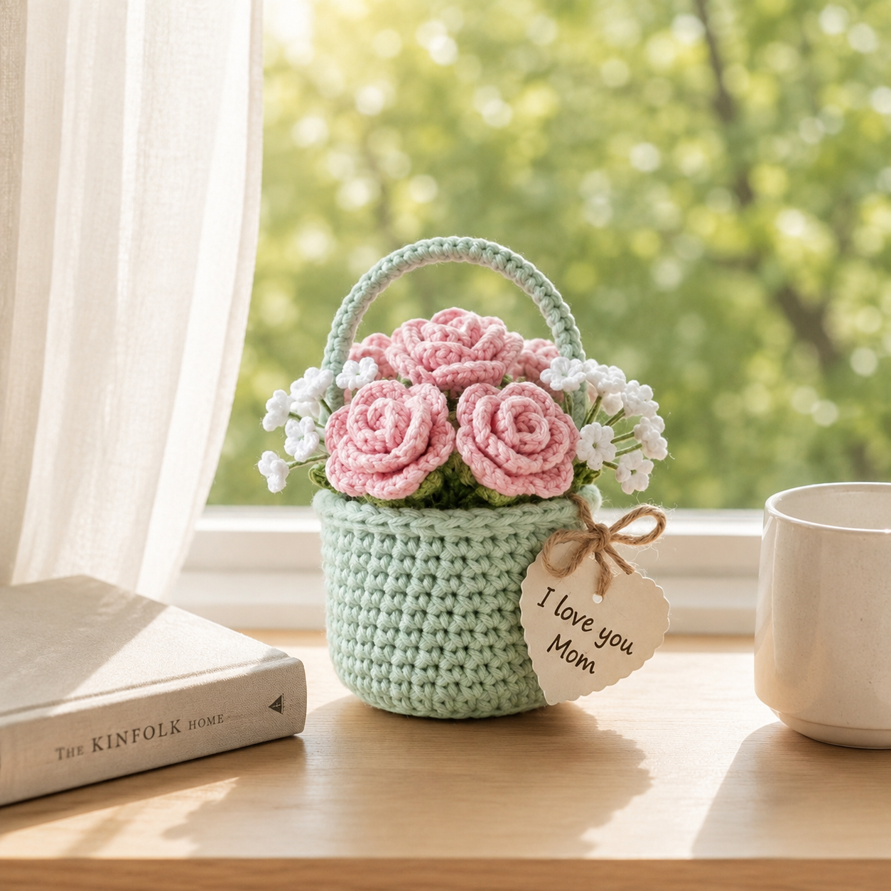 Crochet Daisy Flower Basket – Handmade Personalized Floral Gift