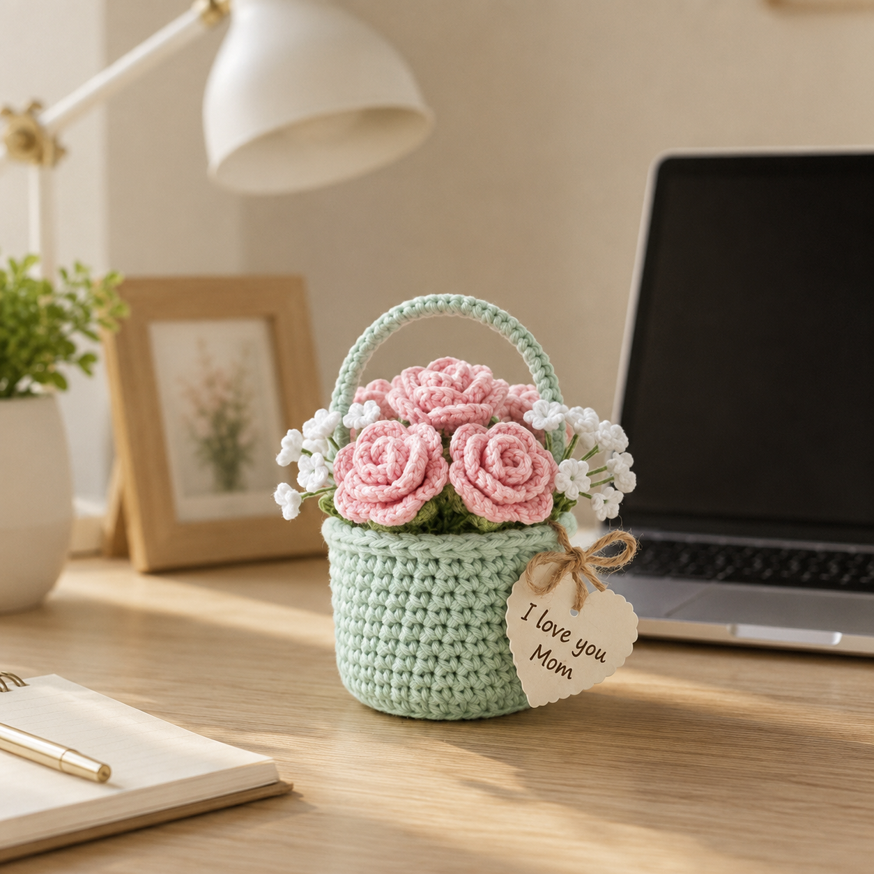 Crochet Daisy Flower Basket – Handmade Personalized Floral Gift
