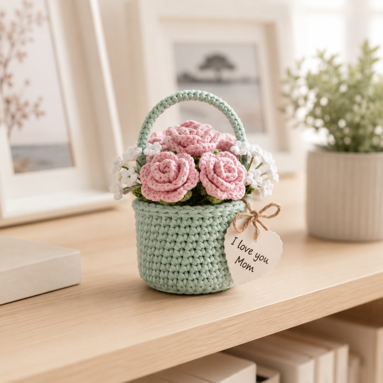 Crochet Daisy Flower Basket – Handmade Personalized Floral Gift