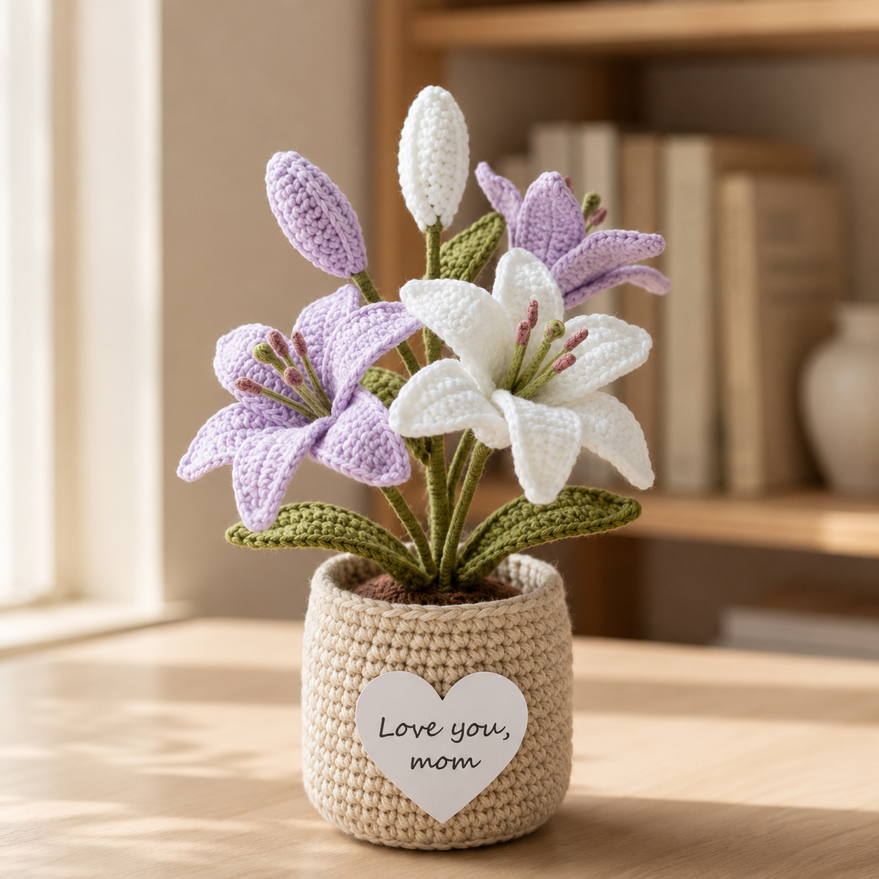 Crochet Mixed Lily Potted Plant – Handmade Personalized Gift for Mom