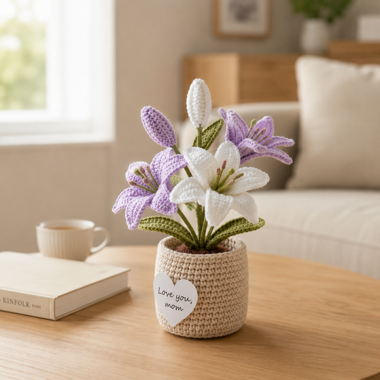 Crochet Mixed Lily Potted Plant – Handmade Personalized Gift for Mom