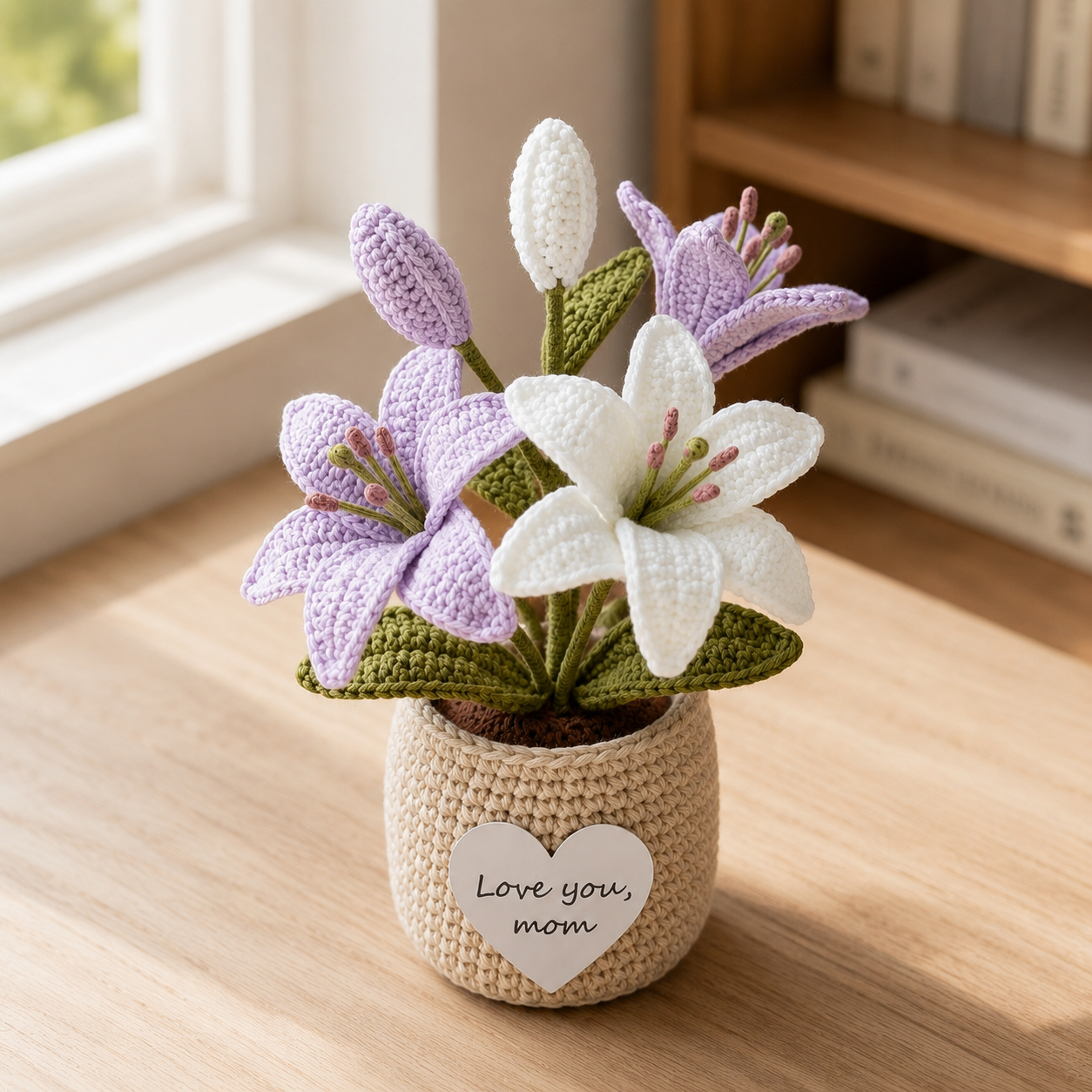 Crochet Mixed Lily Potted Plant – Handmade Personalized Gift for Mom