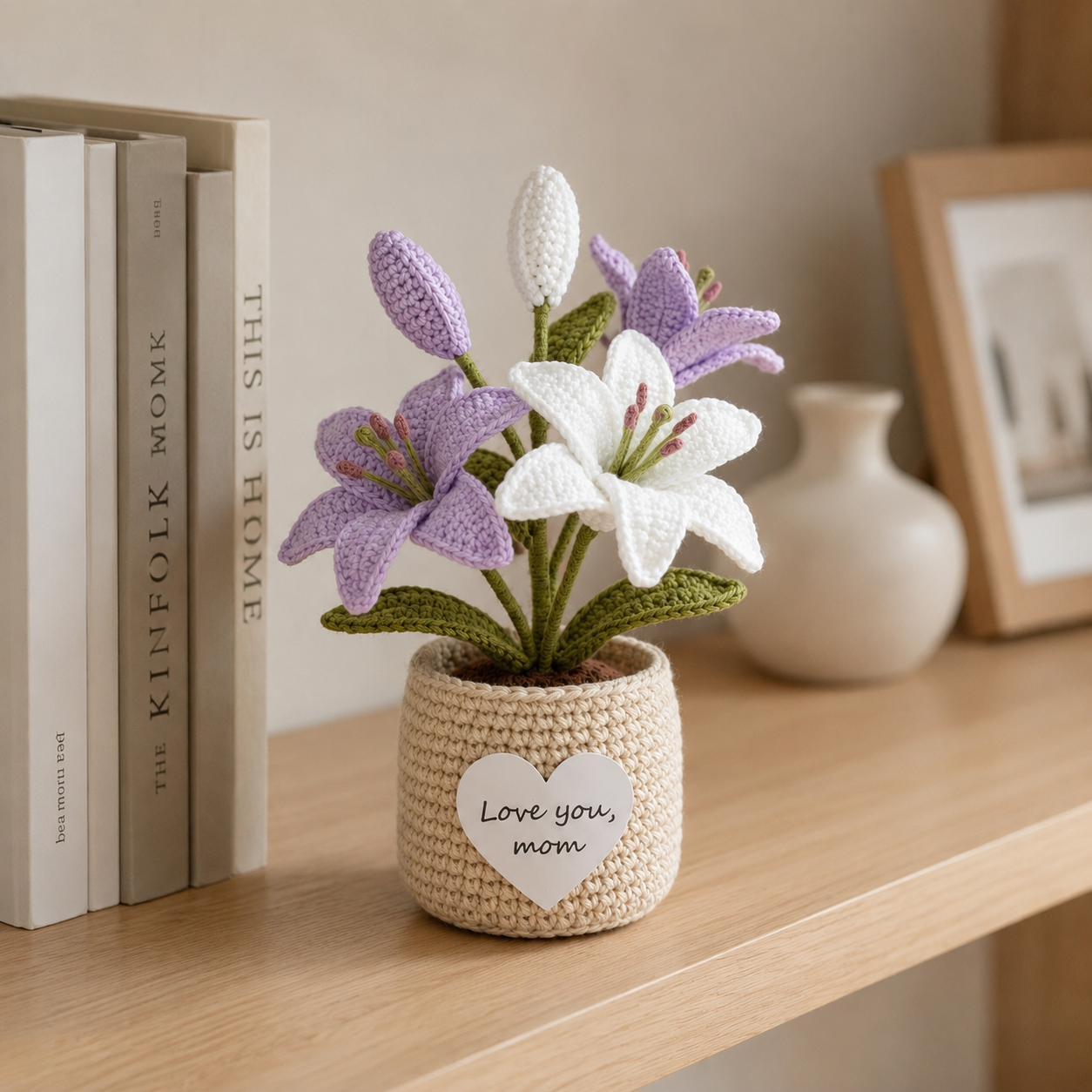 Crochet Mixed Lily Potted Plant – Handmade Personalized Gift for Mom