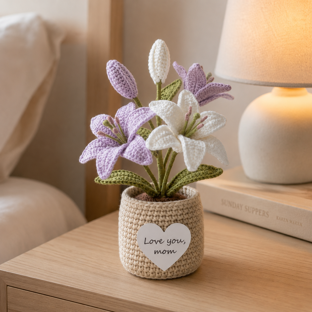 Crochet Mixed Lily Potted Plant – Handmade Personalized Gift for Mom