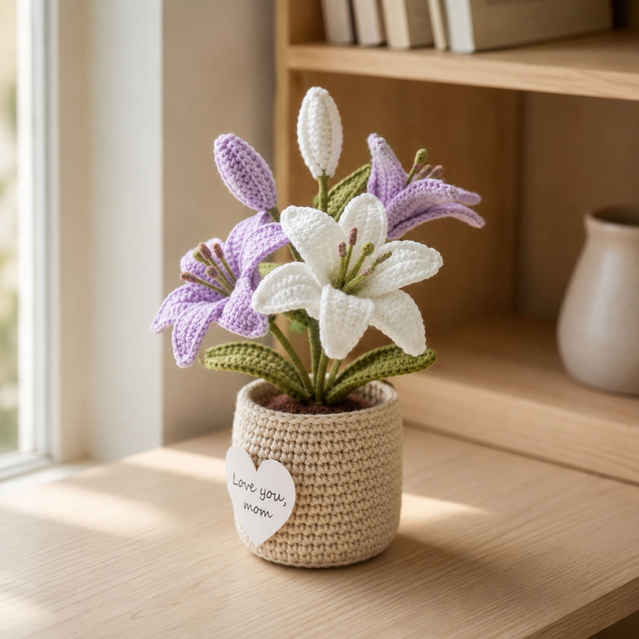 Crochet Mixed Lily Potted Plant – Handmade Personalized Gift for Mom