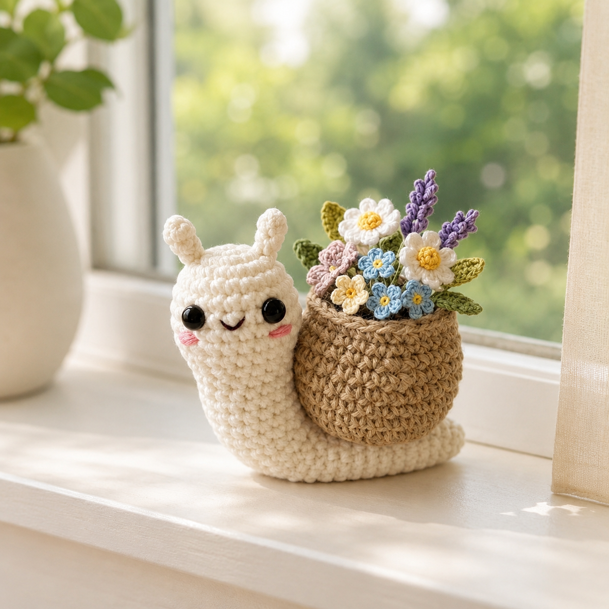 Crochet Snail with Flower – Handmade Amigurumi Plush
